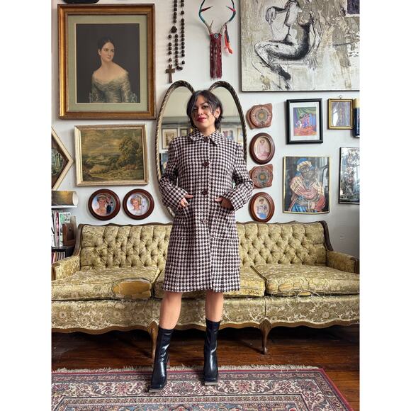 Vintage Houndstooth Wool Button Up Jacket Ladies Size Large/10 by Anne Klein - Picture 7 of 15